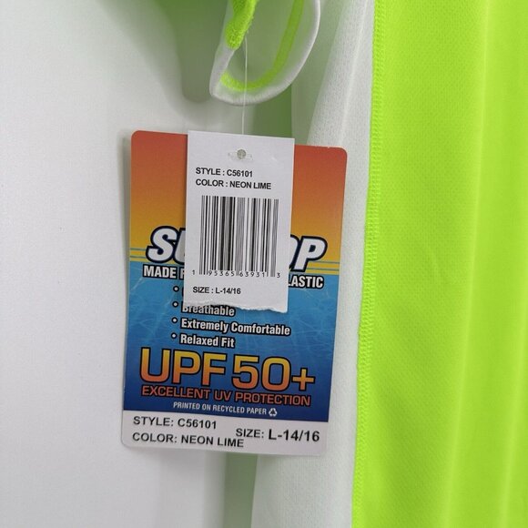 NWT ZeroXposur Boys Rash Guard Swim Shirt NWT UPF 50 Neon Size L 14/16 - Picture 6 of 9